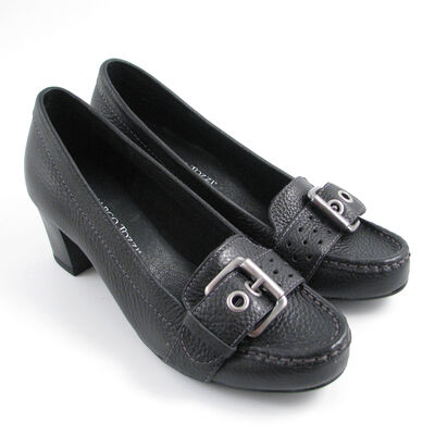 Marco Tozzi / Trotteur-Pumps Schwarz m. Schnalle, Leder