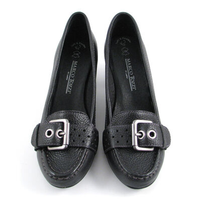 Marco Tozzi / Trotteur-Pumps Schwarz m. Schnalle, Leder
