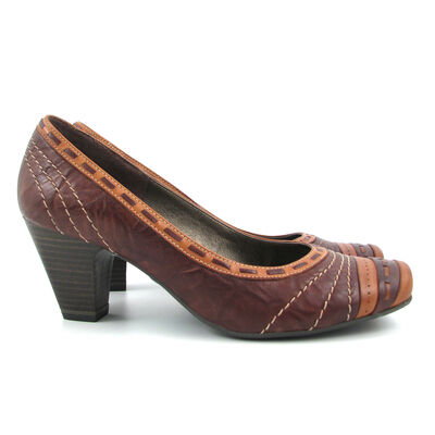 Marco Tozzi / Pumps Dunkelbraun/Hellbraun, Tobacco Antic, echt Leder