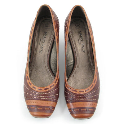 Marco Tozzi / Pumps Dunkelbraun/Hellbraun, Tobacco Antic, echt Leder