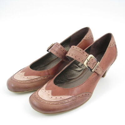 Marco Tozzi / Spangenpumps Braun/Hellbraun/Wollweiss Leder, Muscat A Comb