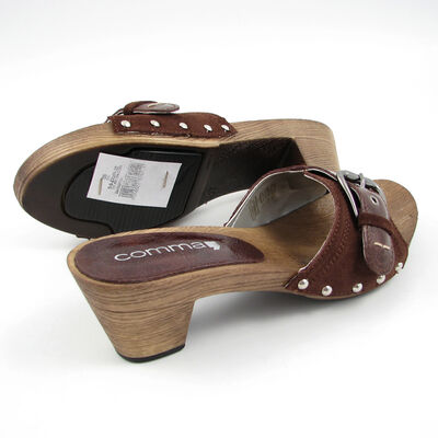 comma / Holzpantolette Braun-Mocca (Holzoptik)