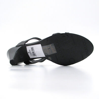 comma / Riemchensandaletten Schwarz mit T-Steg und Ring-Dekors, Leder