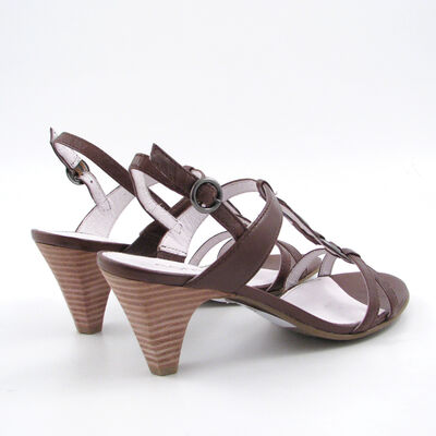 comma / Riemchensandalette Braun-Mocca mit Ringen, Leder