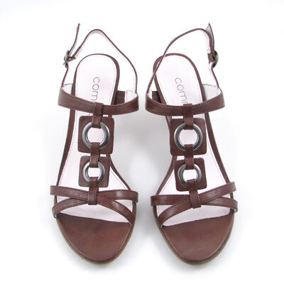 comma / Riemchensandalette Braun-Mocca mit Ringen, Leder