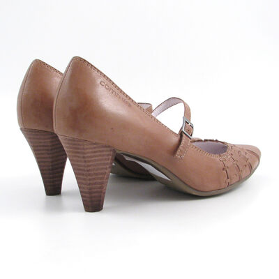 comma / Spangenpumps Hellbraun-Schlamm, Leder