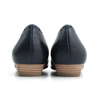 comma / Slipper-Pumps Blau-Navy, Lochung und Schleifchen, echt Leder