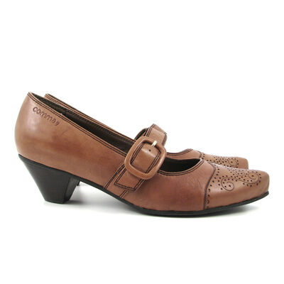 comma / Spangen-Pumps Hellbraun-Camel, Spitze Form, Leder