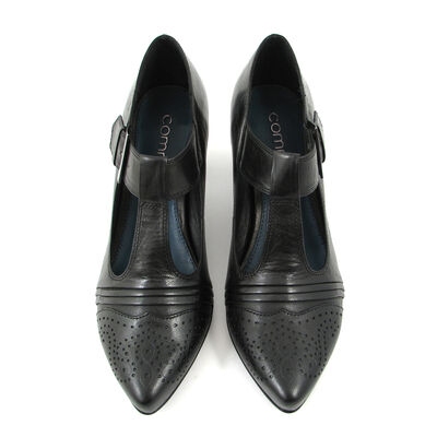 comma / T-Strap Spangenpumps Schwarz Leder