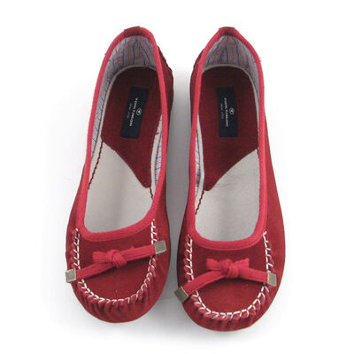 Tom Tailor / Ballerina-Mokassin Rot-Bordeaux Wildleder