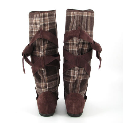 Killah / Flat Boots »Delina« Braun-Kariert mit Bändern - Stiefel