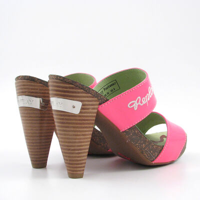 Replay / Plateau-Pantoletten Pink/Neon - Floral Fuxia