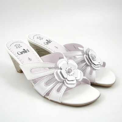 Caprice / Pantolette Weiss/Silber Schlappen