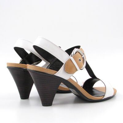 BELMONDO / Leder-Sandalette Weiss/Beige