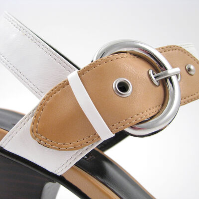 BELMONDO / Leder-Sandalette Weiss/Beige