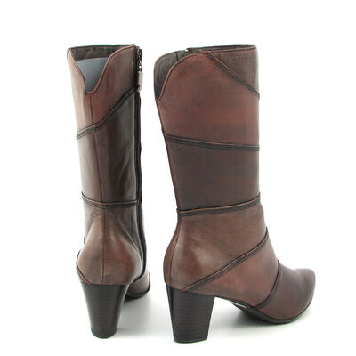 comma / Lederstiefel Braun (Mocca Comb) Patchwork