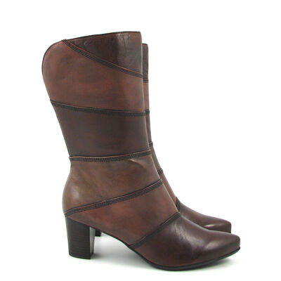 comma / Lederstiefel Braun (Mocca Comb) Patchwork