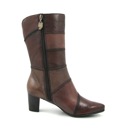 comma / Lederstiefel Braun (Mocca Comb) Patchwork