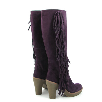 BP ZONE / Fransen-Stiefel Lila-Viola Wildleder Kreppsohle