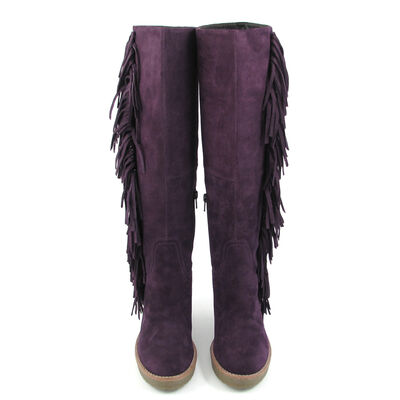 BP ZONE / Fransen-Stiefel Lila-Viola Wildleder Kreppsohle