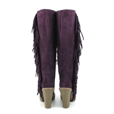 BP ZONE / Fransen-Stiefel Lila-Viola Wildleder Kreppsohle