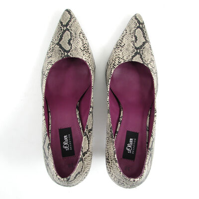 s.Oliver / Pumps Spitz - Snake Reptil Schlange Beige