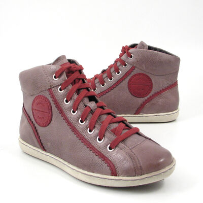 Marco Tozzi / Schn&uuml;r-Stiefelette Grau/Rot - gef&uuml;ttert