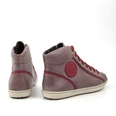 Marco Tozzi / Schn&uuml;r-Stiefelette Grau/Rot - gef&uuml;ttert