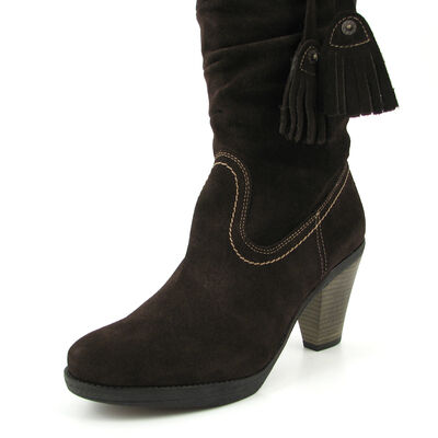 Marco Tozzi / Raffschaft-Stiefel Dunkelbraun-Mocca - Wildleder