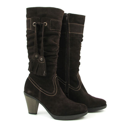Marco Tozzi / Raffschaft-Stiefel Dunkelbraun-Mocca - Wildleder