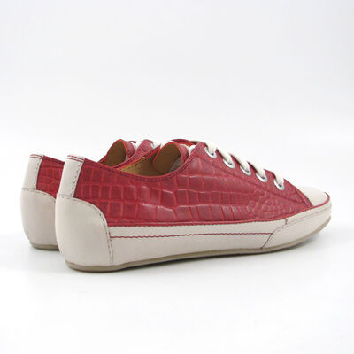VALMY MODA / Sneaker Rot - italienische Schn&uuml;rer Krokodilleder-Print