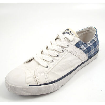 REPLAY KOMINO OFF WHT BLUE - Sneaker Weiss