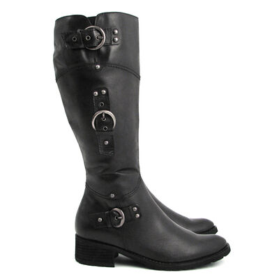 Marco Tozzi / Lederstiefel Dunkelgrau, Reitstiefel