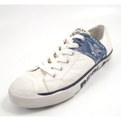 REPLAY LEVIED WHITE NAVY - Sneaker Weiss
